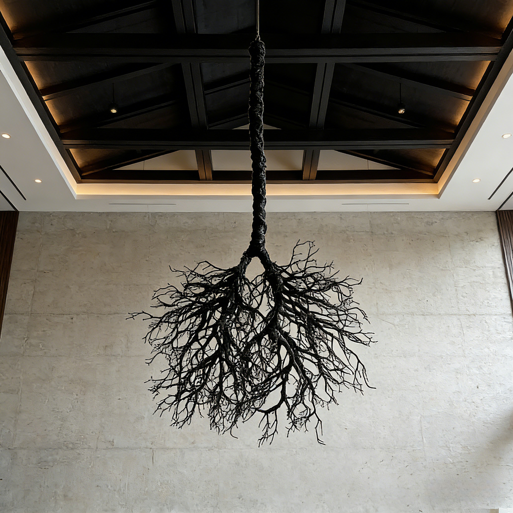 Handmade Preserved Wood Branch Hanging Art Piece, Hotel Lobby Decor