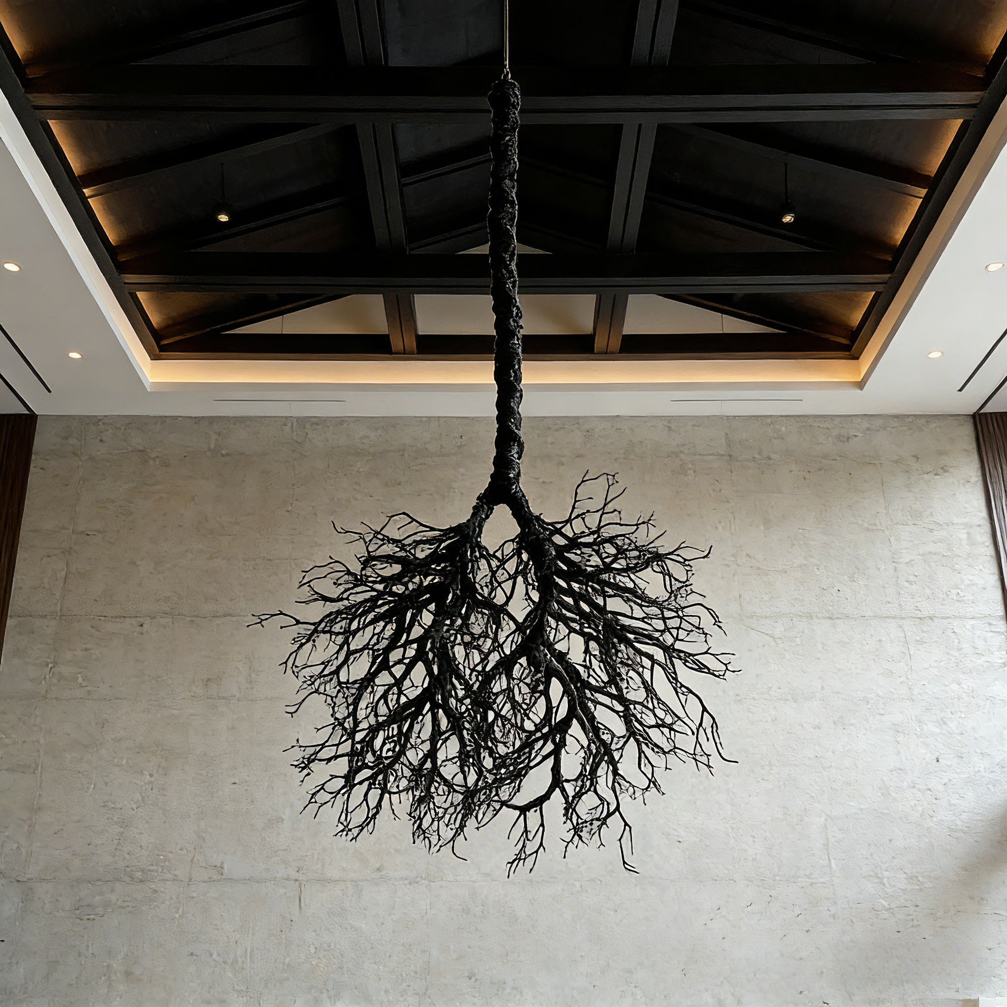 Handmade Preserved Wood Branch Hanging Art Piece, Hotel Lobby Decor